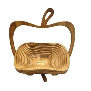 Bonnie & Pop Bamboo Apple Shaped Collapsible Fruit Basket Stand